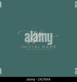PP Initial handwriting with circle template Stock Vector