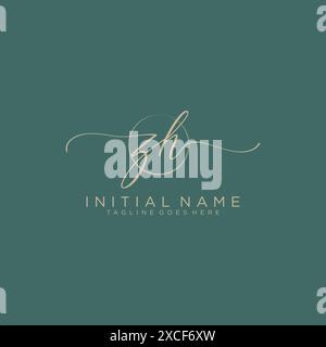 ZH Initial handwriting with circle template Stock Vector