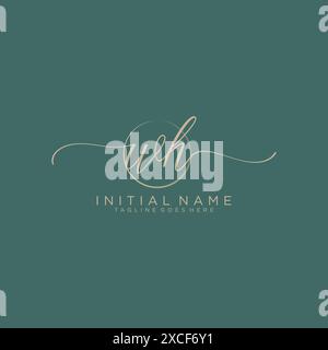 WH Initial handwriting with circle template Stock Vector