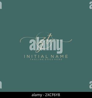 ZT Initial handwriting with circle template Stock Vector