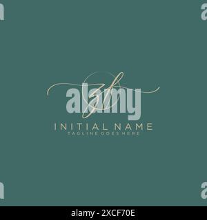 ZF Initial handwriting with circle template Stock Vector
