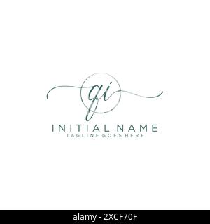 QI Initial handwriting with circle template Stock Vector