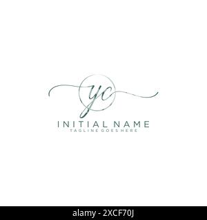 YC Initial handwriting with circle template Stock Vector