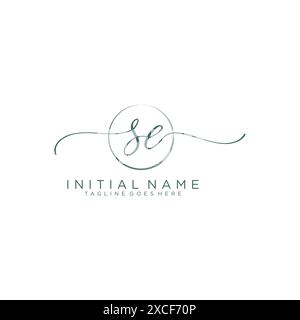 SE Initial handwriting with circle template Stock Vector