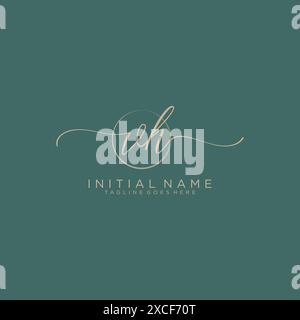 VH Initial handwriting with circle template Stock Vector
