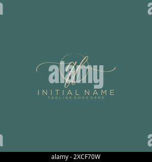 QF Initial handwriting with circle template Stock Vector