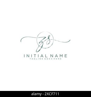 ZS Initial handwriting with circle template Stock Vector