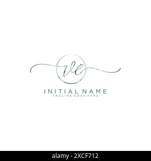 VE Initial handwriting with circle template Stock Vector