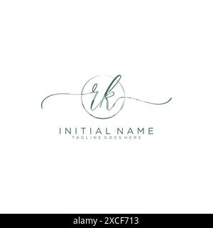 RK Initial handwriting with circle template Stock Vector