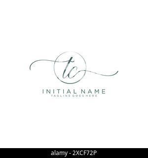 TC Initial handwriting with circle template Stock Vector