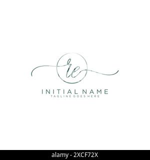RE Initial handwriting with circle template Stock Vector