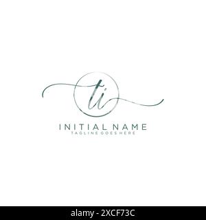 TI Initial handwriting with circle template Stock Vector