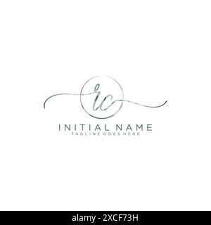 RC Initial handwriting with circle template Stock Vector