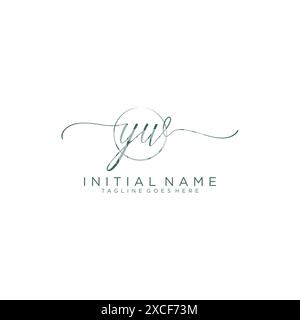 YW Initial handwriting with circle template Stock Vector