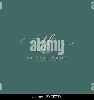 TF Initial handwriting with circle template Stock Vector