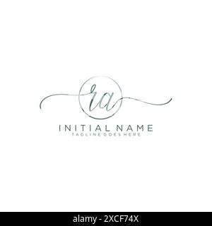 RA Initial handwriting with circle template Stock Vector
