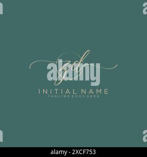 ZD Initial handwriting with circle template Stock Vector