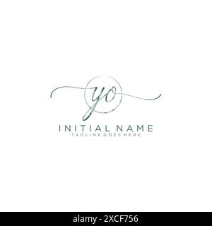 YO Initial handwriting with circle template Stock Vector