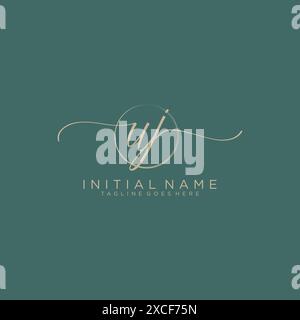 UJ Initial handwriting with circle template Stock Vector