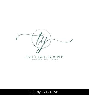 TY Initial handwriting with circle template Stock Vector