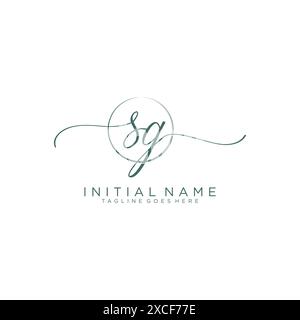 SG Initial handwriting with circle template Stock Vector
