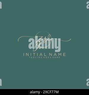 ZV Initial handwriting with circle template Stock Vector