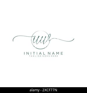 UW Initial handwriting with circle template Stock Vector