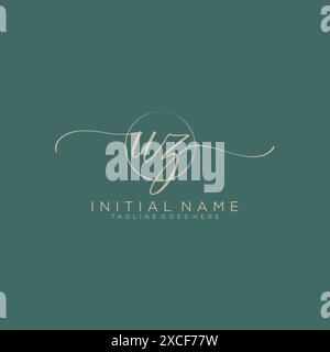 UZ Initial handwriting with circle template Stock Vector