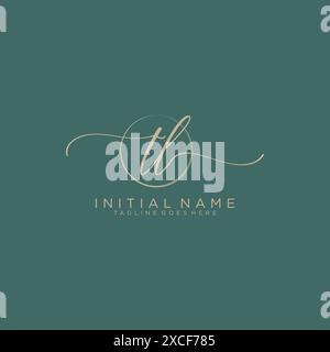 TL Initial handwriting with circle template Stock Vector