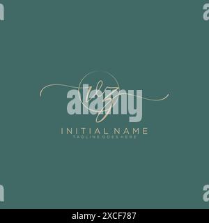 VZ Initial handwriting with circle template Stock Vector