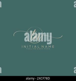 TN Initial handwriting with circle template Stock Vector