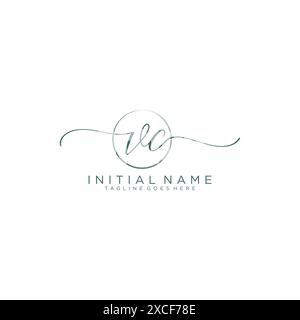 VC Initial handwriting with circle template Stock Vector