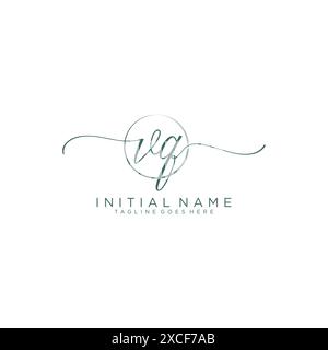VQ handwriting logo with circle template vector logo of initial ...