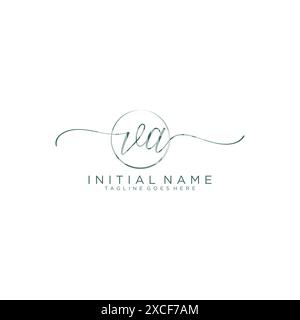 VA Initial handwriting with circle template Stock Vector