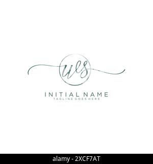 WS Initial handwriting with circle template Stock Vector