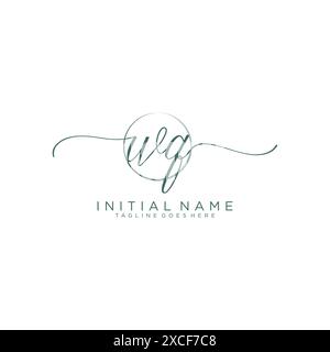 WQ Initial handwriting with circle template Stock Vector