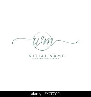 WM handwriting logo with circle template vector signature, wedding ...