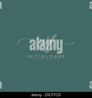 WF Initial handwriting with circle template Stock Vector