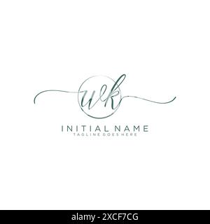 WK Initial handwriting with circle template Stock Vector