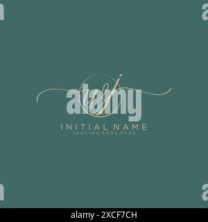 WJ Initial handwriting with circle template Stock Vector