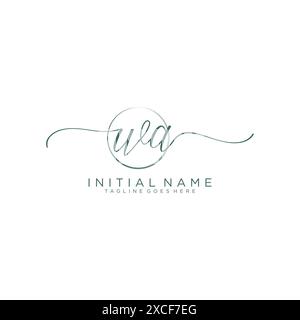 WA Initial handwriting with circle template Stock Vector