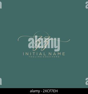 ZZ Initial handwriting with circle template Stock Vector