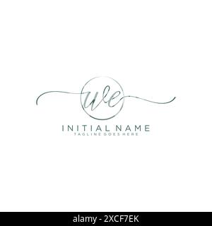 WE Initial handwriting with circle template Stock Vector