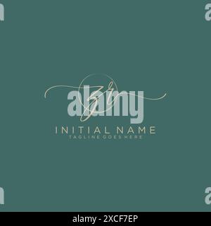 ZR Initial handwriting with circle template Stock Vector