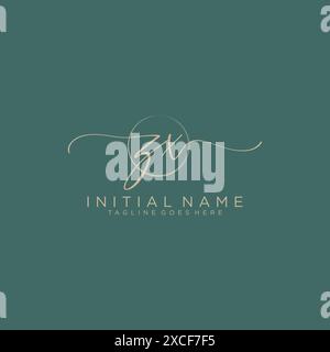 ZX Initial handwriting with circle template Stock Vector