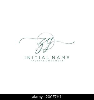 ZG Initial handwriting with circle template Stock Vector