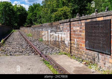 Berlin Germany 2024: The Gleis 17 memorial at Grunewald station commemorates the deportation of thousands of Jews. The trains departed from here. Stock Photo