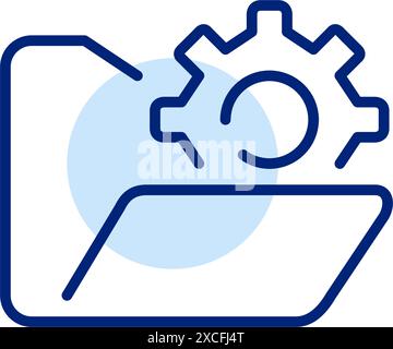 File folder and cogwheel. Workflow automation, organization and management tools. Pixel perfect vector icon Stock Vector