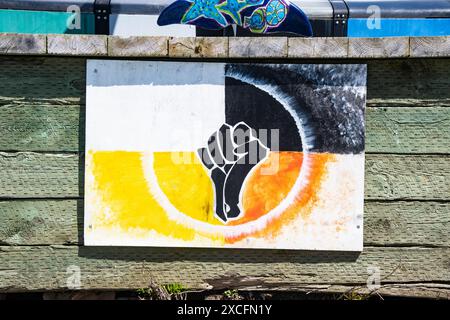 Black Lives Matter mural at the waterfront boardwalk in Halifax, Nova Scotia, Canada Stock Photo