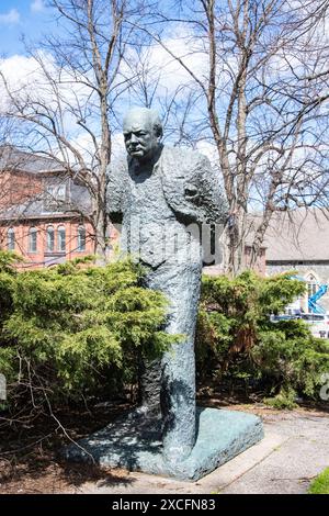 Statue of Sir Winston Churchill at Grafton Park in downtown Halifax, Nova Scotia, Canada Stock Photo